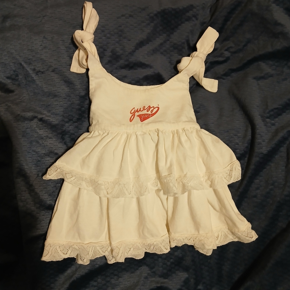 Baby Guess by George Marciano Ruffled Tiered White and Red Sundress VINTAGE